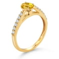 thumbnail image 3 of Gem Stone King 10K Yellow Gold Yellow Citrine and White Lab Grown Diamond Engagement Ring for Women (0.63 Cttw, Oval 6X4MM, Gemstone November Birthstone, Size 7), 3 of 4