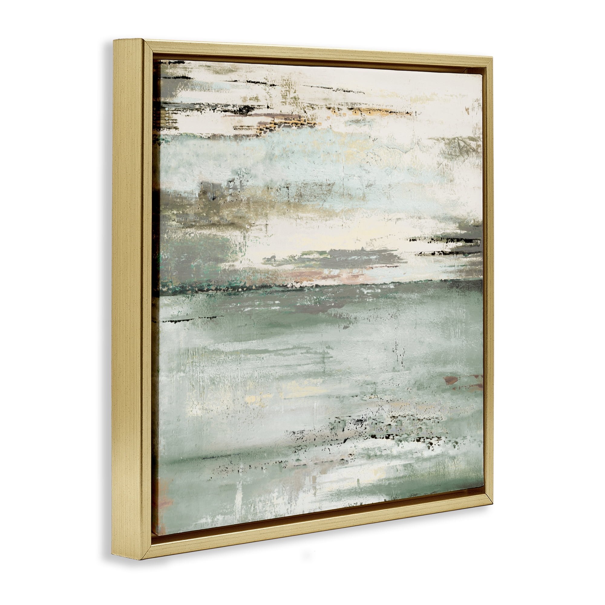 Stupell Industries The Seafoam Ones Abstract Gold Framed Floater Canvas Wall Art, design by Patricia Pinto