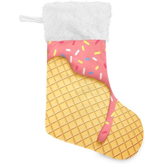 Coolnut Christmas Stocking Personalized Ice Cream Large Candy Stocking Hanging Gift Xmas Stockings Decoration 2PCS for Family Holiday Party Ornaments Decor Fireplace