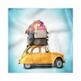 thumbnail image 1 of Travel Decorative Napkins Set of 4, Old Fashioned Car Auto with Bunch of Luggage on the Roof Happy Summer Holiday Print, Silky Satin Fabric for Brunch Dinner Party, 12", Multicolor, by Ambesonne, 1 of 2