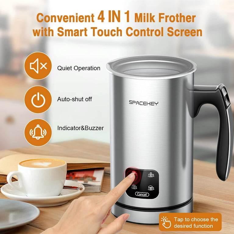 Electric Milk Frother Warmer Touch Screen Automatic Hot Cold Foam Maker  10oz