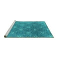 thumbnail image 2 of Ahgly Company Machine Washable Indoor Square Oriental Turquoise Blue Industrial Area Rugs, 5' Square, 2 of 4