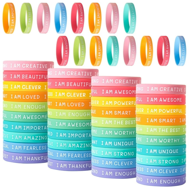 Pulseras de goma CYCLUSIVE de 60 piezas inspiradoras para niños