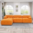 thumbnail image 2 of Aukfa 93" Sectional Sofa, Living Room Modular Couch with Ottoman, Pillow Top Arms, Teddy Fleece, Orange, 2 of 10