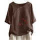 thumbnail image 4 of Mujeres 1/2 Manga Casual Cuello Redondo Impreso Botón Suelto Túnica Camisa Blusa Tops Fridja hjk768, 4 of 5