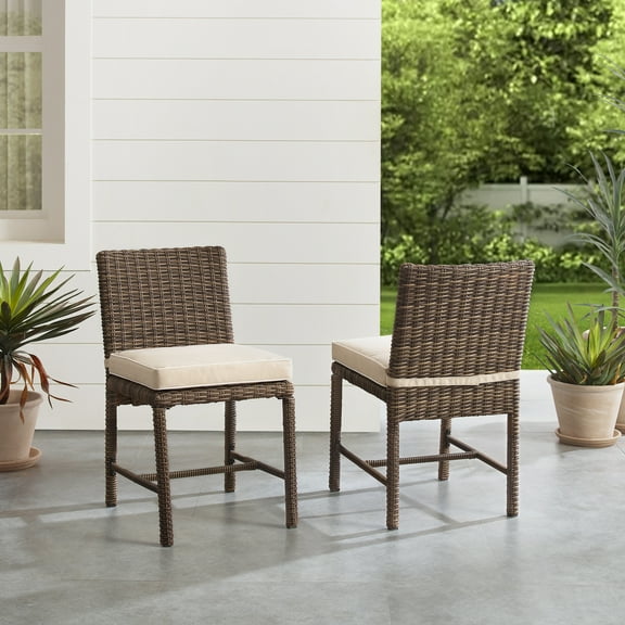 Outdoor Dining Chairs 2Piece Set  Wicker Patio Chairs  Weathered Brown
