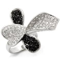 thumbnail image 1 of Rhodium + Ruthenium Brass Ring with AAA Grade CZ in Jet for Women Jet Stone Color Style LOA936 Size 7, 1 of 1