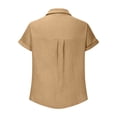 thumbnail image 6 of STETMN Women's Cotton Gauze Blouse Casual Roll Short Sleeve Shirt Collared Button Down Shirts with Pockets for Officewear, 6 of 6