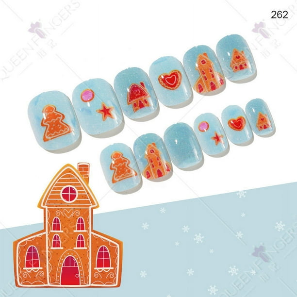 RV Esmalte de uñas para niños de Navidad 4 cajas Esmalte de uñas portátil Producto terminado Esmalte de uñas lindo Parche de uñas para niños 14 * 6.5 (más embalaje) Sincero Electrónica