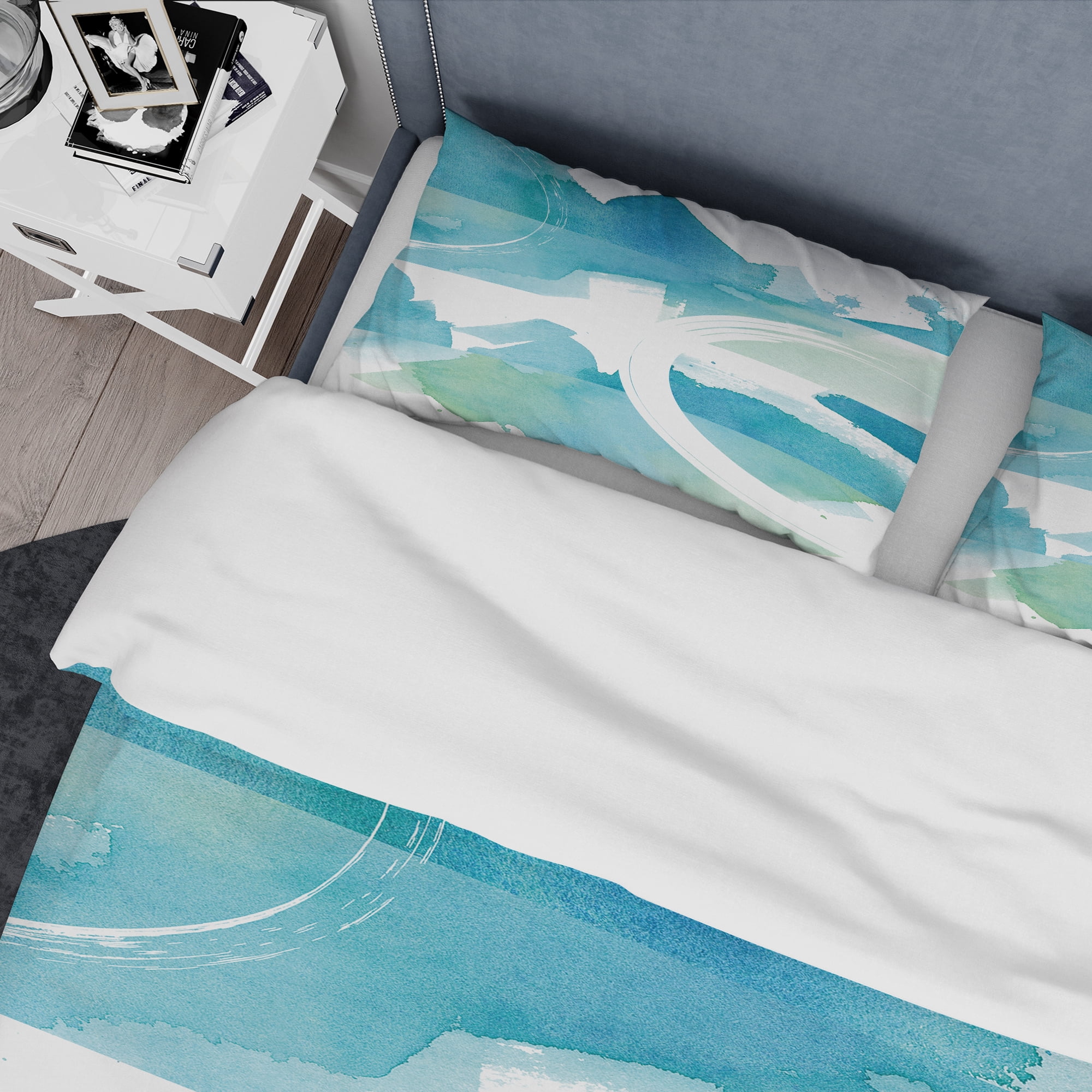 Designart 'Coastal watercolors II' Geometric Duvet Cover Set