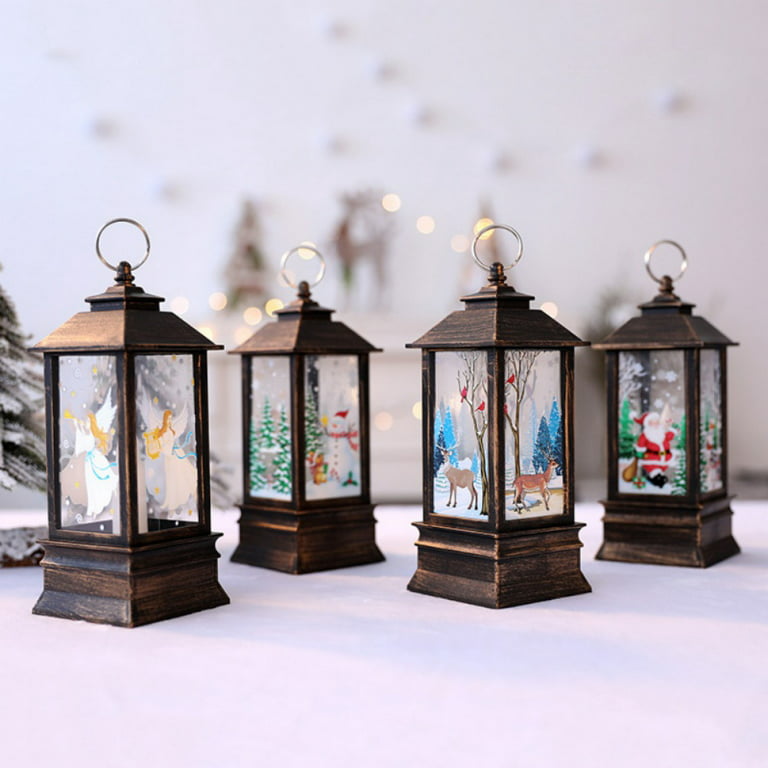 Christmas Vintage LED Lantern Battery Operated,LED Lantern Indoor Lanterns Decorative Candle Lamp Seasonal Decorations for Christmas Home Living Room