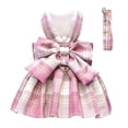 thumbnail image 1 of Conjunto de vestido para perros Petcare Plaid con pajarita y correa de arnés para niños pequeños, 1 of 8