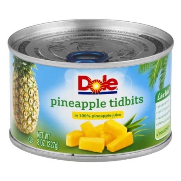 Dole Pineapple Tidbits in 100% Pineapple Juice (Pack of 4)