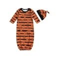 thumbnail image 2 of Musuos Newborn Baby Long Sleeve Sleeping Sack Halloween Striped Pumpkin Print Baby Wearable Blanket and Beanies Hat Set, 2 of 8