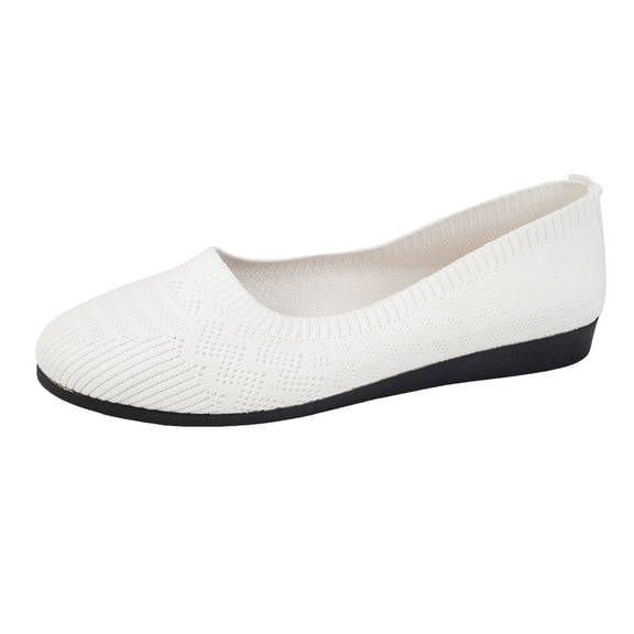 YLYL Women's Knitted Mesh Ballet Flats Round Toe Slip on Soft Comfortable Casual Dressy Walking Work Shoes