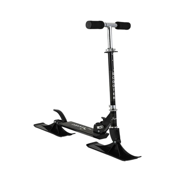 Almencla Kids Snow Scooter Portable Conversion Adjustable Height Ski Skate Board Sled Black