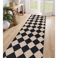 thumbnail image 3 of Lahome 2'5''x8' Checkered Easy Jute Runner Rug,Outdoor Patio Rug Washable Rugs for Entryway Checkerboard Indoor Outdoor Living Room Classroom Rugs,Farmhouse Neutral Non Slip Black Carpet for Bedroom, 3 of 8