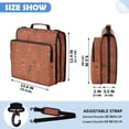 thumbnail image 3 of Zipper Binder with Shoulder Strap 2 inch 3 Ring Waterproof File Folder Organizer Bag 500 Sheet Terracotta Tones Feather, 3 of 8