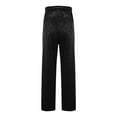 thumbnail image 3 of Children's Casual Pleuche Pants Loose Solid Color Elastic Waist Drawstring Trousers Lightweight Comfortable Pant with Pocket Black 5 Years, 3 of 7