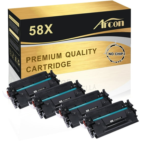 Arcon 4-Pack Compatible Toner for HP 58X CF258X works with LaserJet Pro M404 M404n M404dn M404dw MFP M428 M428dw M428fdn M428fdw LaserJet Pro M406 M430 Printers (Black, NO-CHIP)