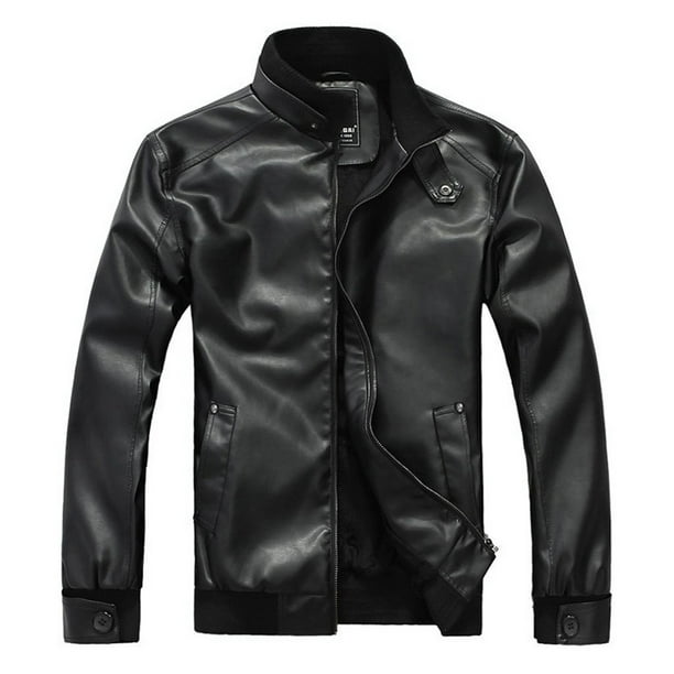 Chaqueta de cuero de invierno para hombre Biker Motocicleta Cremallera Abrigo de manga larga Top Blusas Pompotops oipoqjl13635