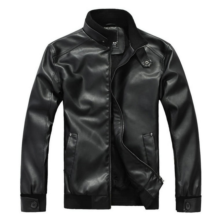 Mens Faux Leather Motorcycle Jacket,Men's Faux Leather Jacket