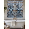 thumbnail image 4 of Texas Star Vintage Bathroom Window Curtain, Navy Blue Berry Wooden Retro Light Filtering Coffee Kitchen Curtains, Bedroom Living Room Curtains 2 Panel 84"x63", 4 of 6