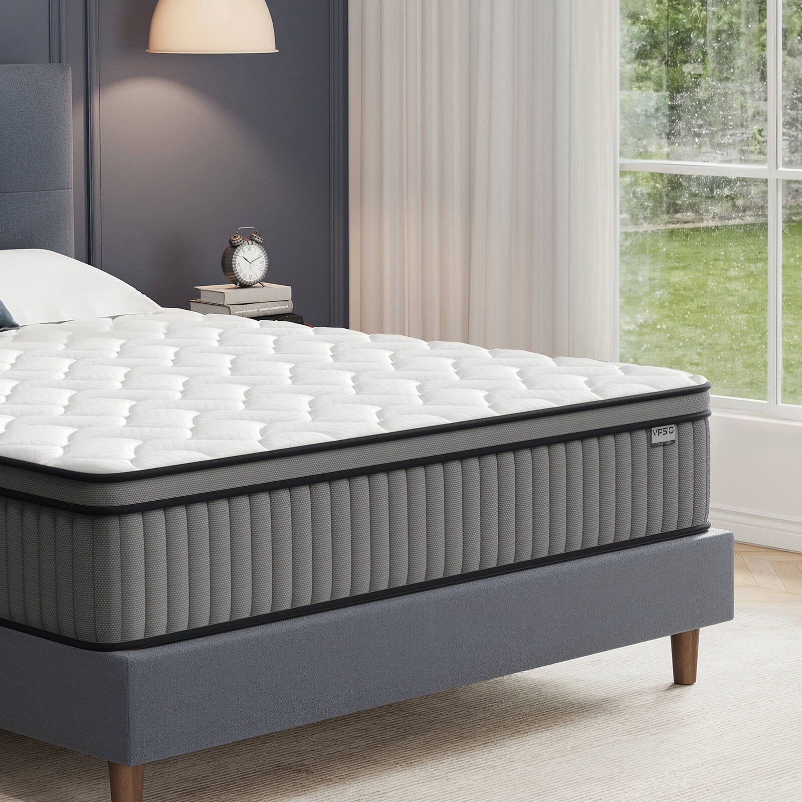Full Size Mattress, VPSIO 10 inch Hybrid Mattress with Fiberglass Free, Memory Foam, Breathable Euro Pillow Top Mattress for Cooler Sleep Supportive & Pressure Relief, Medium Firm