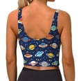 thumbnail image 3 of Lsque Planets And Stars Printed Women'S Sports Bra, Compression, Moisture Wicking, High-Impact Sports Bra For Women,Supportive sports bra-Medium, 3 of 9