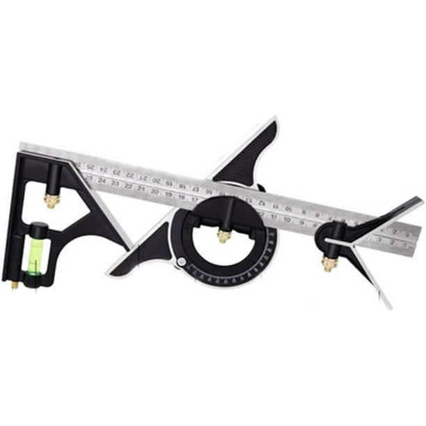 Transportador universal, acero inoxidable Combinación de ángulo de 180 grados Regla cuadrada cuadrada Juego de bisel universal, para carpintería, diseñador, arquitecto esquí esquí Gafas de esquí