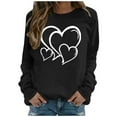 thumbnail image 2 of Fartey Chandail en Molleton de la Saint-Valentin pour Femmes Imprimé Cœur Tendance Col Rond Chandail Décontracté Manches Longues Mode Printemps Automne Épaules Tombantes Chandails en Molleton 2025 Noir, 2 of 4