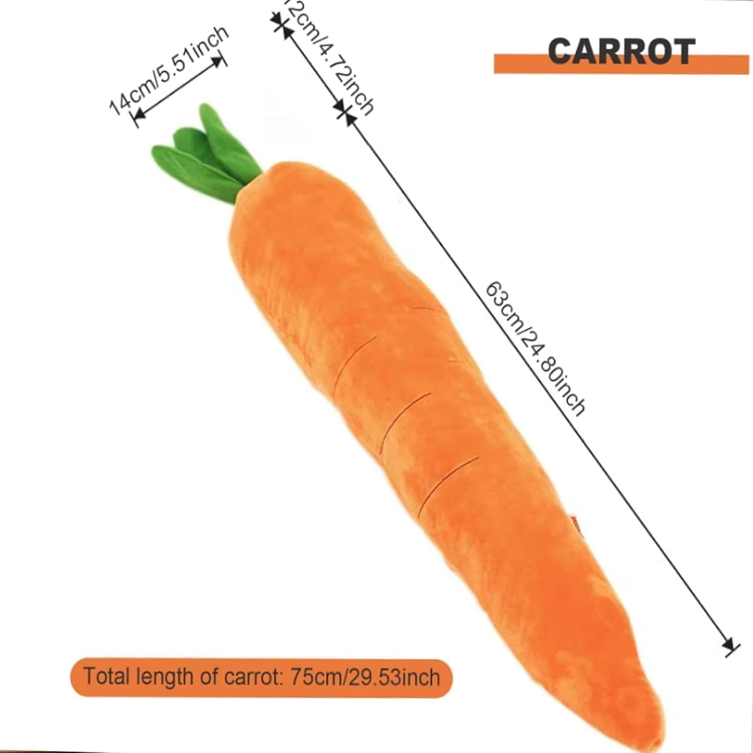 Giant Carrot Dog Toy – 29.5 Inch Large Stuffed Plush Toy with Squeaker, Durable Extra Long Chew Toy for Small, Medium & Large Dogs