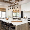 thumbnail image 5 of LNC 5-Light Brown Wood and Black Bare Bulb LED Linear Farmhouse Chandelier, 5 of 13