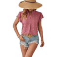 thumbnail image 3 of Blusa de Verano 2025 para Mujer, con Cuello en V, Volantes, Corta, Lunares, Holgada, Color Rosa, Talla XXL, 3 of 6