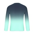 thumbnail image 3 of Fmbrln Mens Trendy Gradient Print Shirts Fall Fashion Casual Long Sleeve Crew Neck Pullover Tops Comfy Breathable Workout Athletic Shirts Mint Green XL, 3 of 5