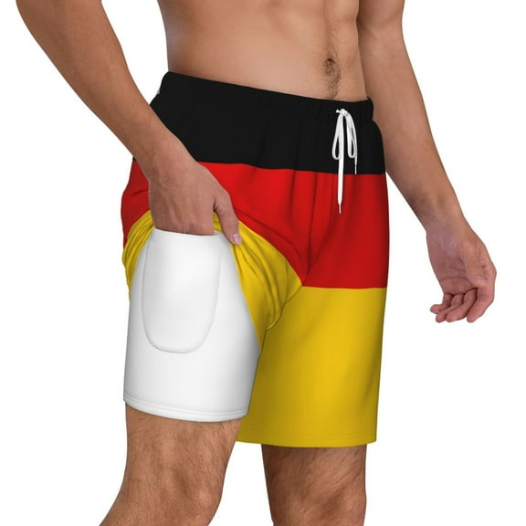 Men's 2 in 1 Swim Trunks with Compression Liner German Flag Quick Dry Beach Shorts