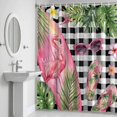 thumbnail image 6 of Summer Ocean Pink Surfboard Bathroom Shower Curtain, Beach Slippers Flower Palm Leaf Black Plaid Waterproof Washable Soft Bath Curtain for Bathtub Decor with 12 Hooks&Grommet, 72x72 Inch, 6 of 9