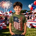thumbnail image 2 of Tisuna Little Boys Patriotic T Shirts Size 2-3 Years USA Flag Print Short Sleeve Crew Neck Tops Soft Teen Boys 4th Of July America Anniversary 250th Graphic Tee Shirts Army Green, 2 of 4