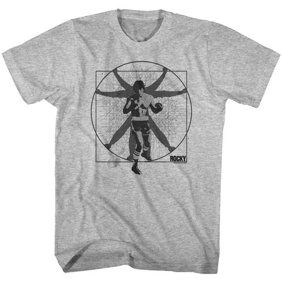 Rocky Vitruvian Rocky Gray Heather Adult T-Shirt 4Xl