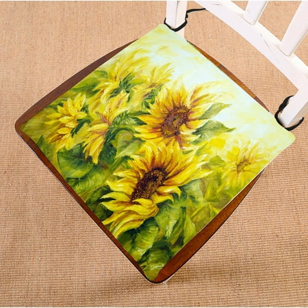 

PHFZK Oil Painting Chair Pad Sunny Nature Art Sunflower Sunflowers Landscape Yellow Seat Cushion Chair Cushion Floor Cushion Two Sides Size 20x20 inches