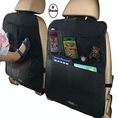 2 Pack Seat Back Protectors - Car Kick Mats with Odor Free Premium Waterproof 