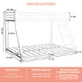 thumbnail image 4 of Leumius Twin Over Full Bunk Bed,Heavy Duty Metal Bed Frame with Ladder & Full-Length Guardrail for Teens Adults,Noise Free,White, 4 of 9