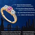 thumbnail image 2 of Gem Stone King 18K Yellow Gold Plated Silver 3-Stone Ring Oval Pink Moissanite and Topaz Sky Blue (2.42 Cttw, Size 7), 2 of 6