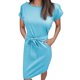 thumbnail image 1 of Vestido de verano para mujer con cinturón: manga corta, informal/para salir, fácil de cuidar, versátil para diversas ocasiones., 1 of 6