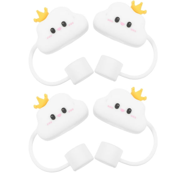 WHAMVOX  4 Pcs Decorative Straw Toppers Tumbler Cup Accessories White