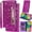 Purple, variant on for Samsung Galaxy A56 Bling Patent Leather Phone Case, Sparkly Shiny Glossy Folio Flip Cover Kickstand Wallet Zipper Pocket Pouch, Card Holder Cash Slot, Magnetic Closure, Wrist Strap