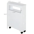 thumbnail image 2 of HOMCOM Wood Rolling Narrow Bathroom Side Storage Cabinet - White, 2 of 8
