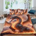 thumbnail image 2 of Dragón Conjunto de sábanas temático, trío de piezas, cómodo y amigable con la piel, diseño único, regalo de decoración para el hogar para familiares, amigos y fans,140cm *210cm, 2 of 6