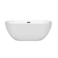 thumbnail image 3 of Brooklyn 60 Inch Freestanding Bathtub in White with Matte Black Drain and Overflow Trim, 3 of 9