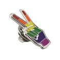 thumbnail image 3 of PinMart's Gay Pride Peace Sign Finger LGBT Enamel Lapel Pin, 3 of 3